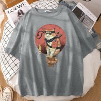 카와이 닌자 고양이 프린트 티셔츠 일본어 귀엽다