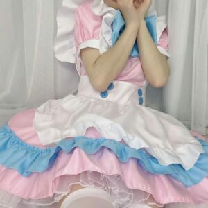 Kawaii Bow Ruffle Maid Lolita Princess Dress Set Sukienka cosplayowa kawaii