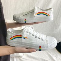Kawaii canvas schoenen met regenboogprint Canvasschoenen kawaii
