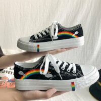 Kawaii canvas schoenen met regenboogprint Canvasschoenen kawaii
