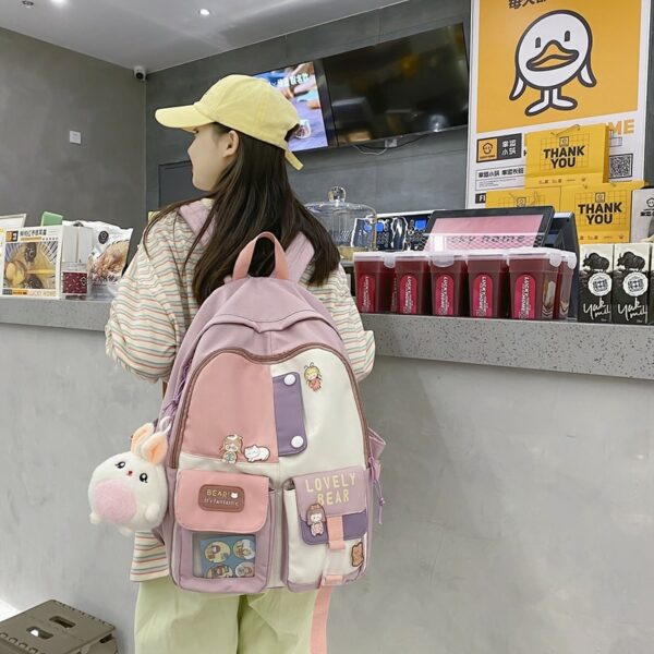 Simple Solid Color Teenage Girl Backpack Simple kawaii