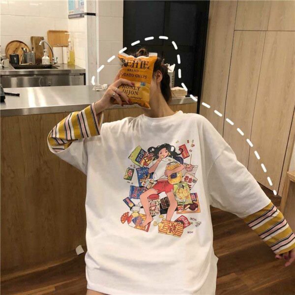 Kawaii Anime Girl Print T-Shirt Harajuku kawaii