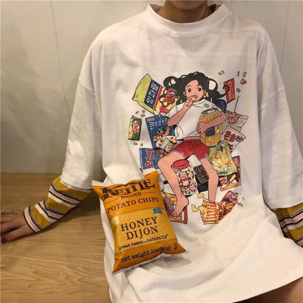 Kawaii Anime Girl Print T-Shirt Harajuku kawaii