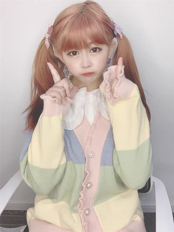 Soft Girl Rainbow Cardigan Sweater Rainbow kawaii