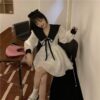 Mini Dress With Big Turn-Down Collar And Bow 2 Piece Suit kawaii