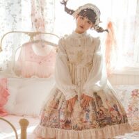 Милое платье-джемпер без рукавов в стиле Лолита японский каваи