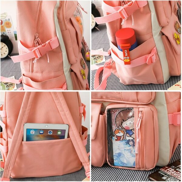 Fashion Yellow Student Bags Set/5Pcs Laptop Bag kawaii