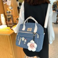 Kawai Harajuku – sac à dos avec autocollants mignons, boucle d'anneau, fleur Harajuku kawaii