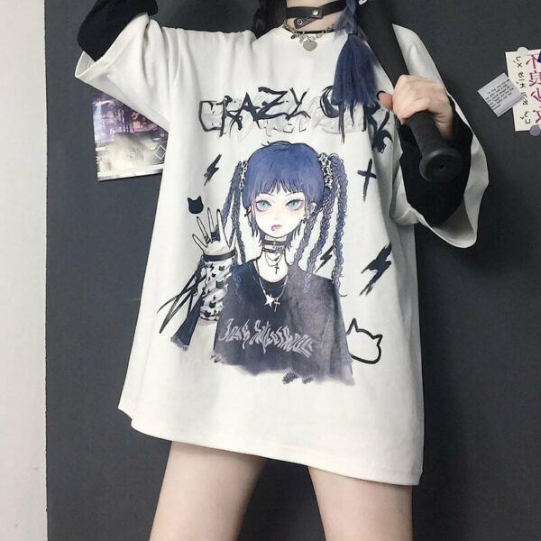 Gothic Anime Print Loose T-Shirts Anime kawaii