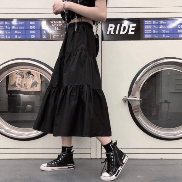 Harajuku Punk Gothic Black Long Skirts Gothic kawaii