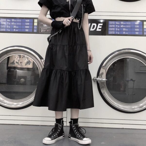 Harajuku Punk Gothic Black Long Skirts Gothic kawaii
