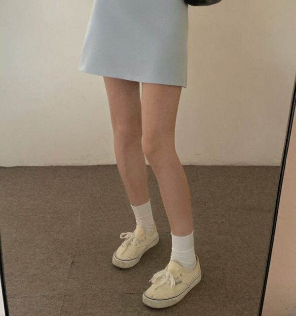 Koreańska, słodka, podstawowa, jednolita spódnica mini Spódnica w kształcie litery A, kawaii