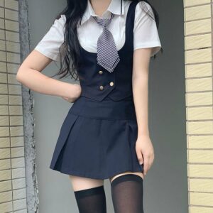 Minigonna a pieghe dell'uniforme scolastica coreana Kawaii coreano