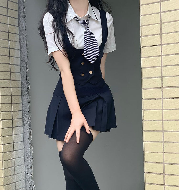 Korean School Uniform Pleated Mini Skirt Korean kawaii