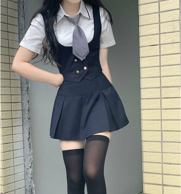 Plisowana spódnica mini w koreańskim mundurku szkolnym Koreańskie kawaii
