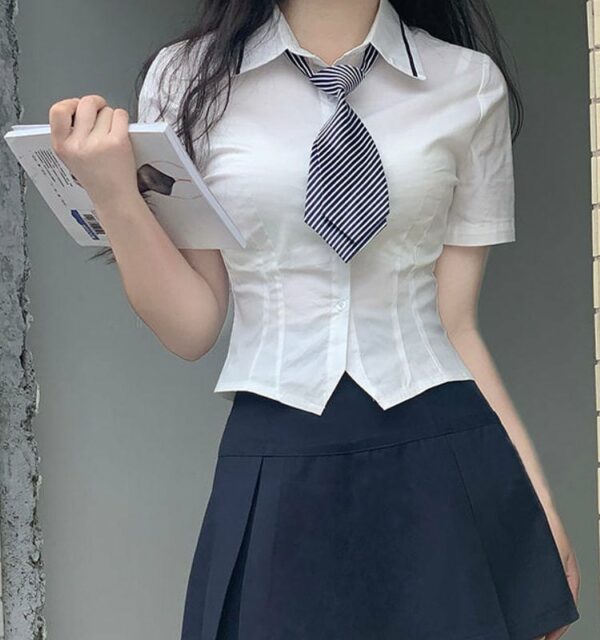 Plisowana spódnica mini w koreańskim mundurku szkolnym Koreańskie kawaii