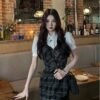 Korean Fashion Slim Patchwork Plaid Dress Korean kawaii