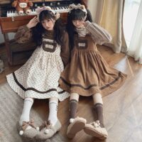 Vestido de lolita con bordado de osito dulce kawaii oso kawaii
