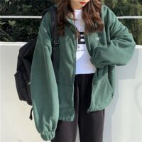 하라주쿠 플리스 웜 지퍼 재킷 양털 귀엽다