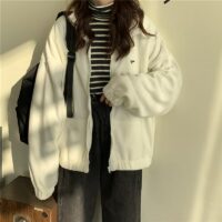 Warme Harajuku-Fleece-Reißverschlussjacke Fleece-Kawaii