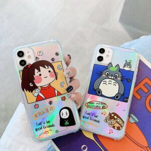 Kawaii Totoro Spirited Away Ghibli Miyazaki Hologram iPhone Case Anime kawaii