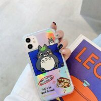 Capa para iPhone com holograma Kawaii Totoro Spirited Away Ghibli Miyazaki Anime kawaii