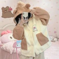 Sudadera con capucha Kawaii Bear Biscuit Harajuku oso kawaii