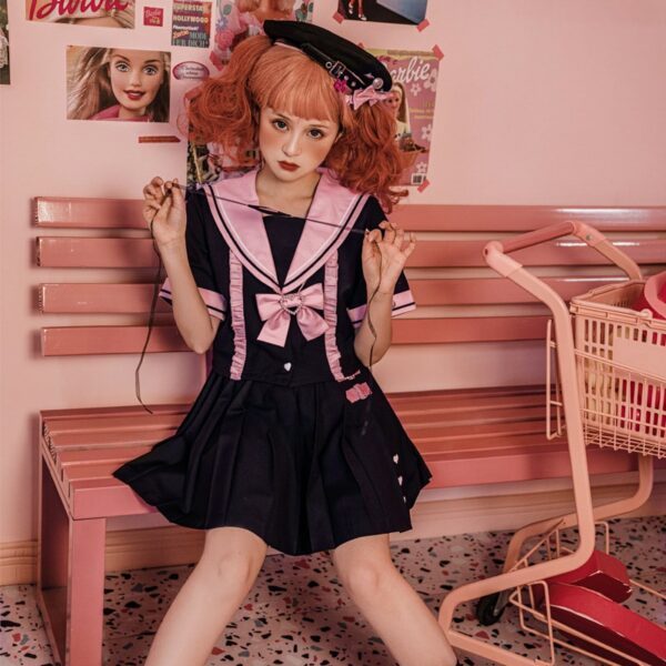 Japanese Student Short Sleeve Lolita Skirt Suit Lolita kawaii