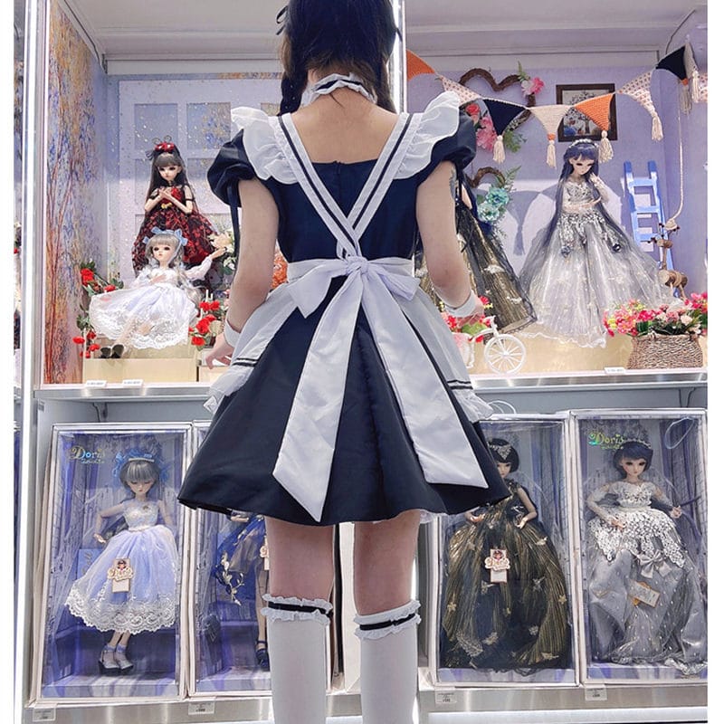 Japanese Cosplay Black Maid Lolita Dress Black Dress kawaii