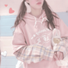 Kawaii Pink Long Sleeve Fake Two Piece Hoodies Cute Clothes kawaii