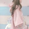 Kawaii Pink Long Sleeve Fake Two Piece Hoodies Cute Clothes kawaii