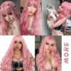 Long Mix Pink Lolita Wigs Gold Wigs kawaii