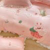 Cute Cartoon Strawberry Rabbit Embroidery Duvet Cover Set Bedding Set kawaii