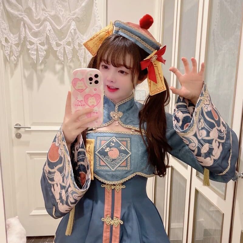 Easter Chinese Style Sweet Zombie Cosplay Lolita Dress Set Anime kawaii
