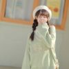 Kawaii Cute Floral Embroidery Fake Two Piece Sweater Suit Embroidery kawaii