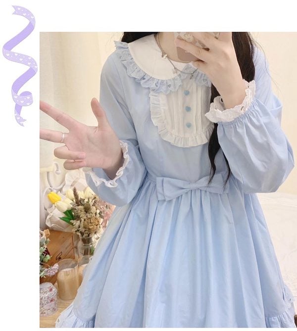 Kawaii Blue Alice Doll Collar Lolita Dress Set Alice kawaii