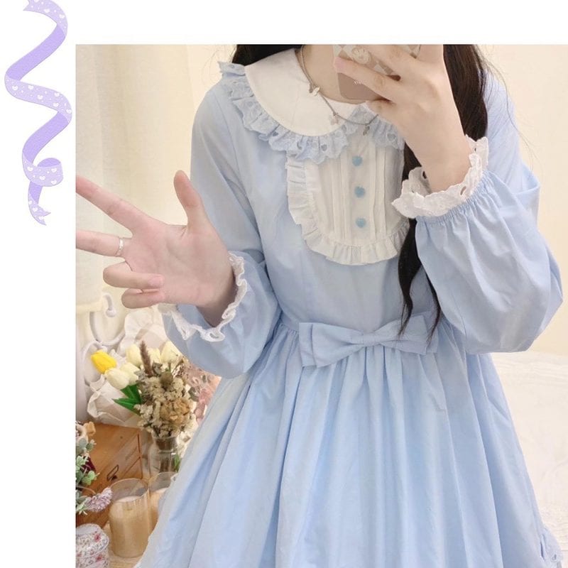 Kawaii Blue Alice Doll Collar Lolita Dress Set Alice kawaii