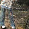 Kawaii Fashion Harajuku Straight Jeans Pants 2 In 1 kawaii