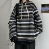 Korean Retro Striped Loose Pullover Sweater Knitted kawaii