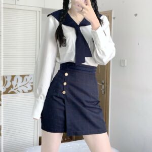 Korean Sailor Uniforms College Style JK Skirt Suit JK Skirt kawaii