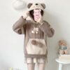 Cute Bear Soft Girl Style Fake Two-Piece Hoodie autumn kawaii