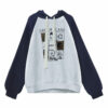 Soft Girl Style Contrast Stitching Color Hoodie autumn kawaii