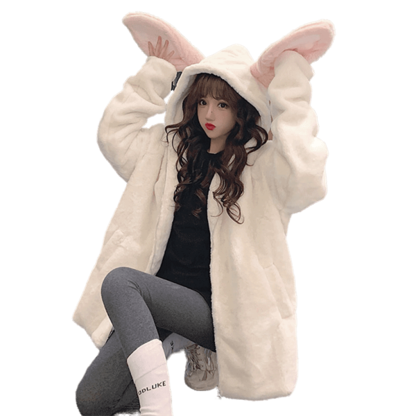 Kawaii Cute White Rabbit Plush Coat coat kawaii