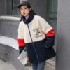 Japanese Mori Girl Style Color Matching Embroidery Jackets coat kawaii