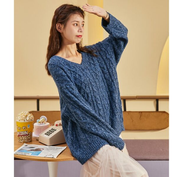 Fashion Girl Twist Design Loose Sweater autumn kawaii