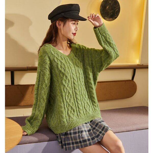 Fashion Girl Twist Design Loose Sweater autumn kawaii