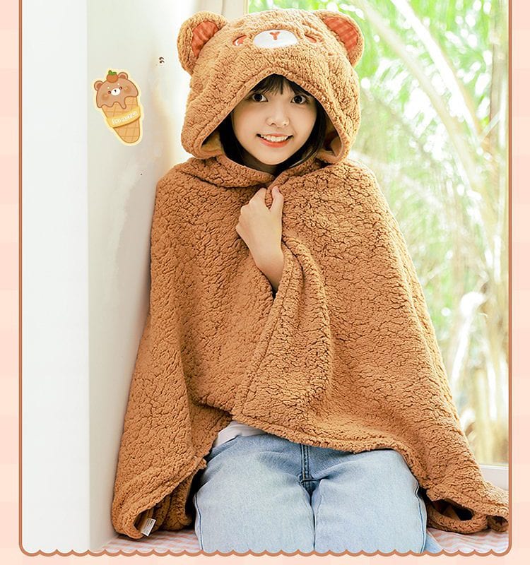 Kawaii Cute Bear Shawl Blanket autumn kawaii