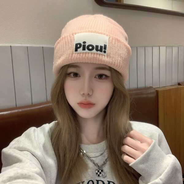 Korean Soft Girl Pink Knitted Hat autumn kawaii