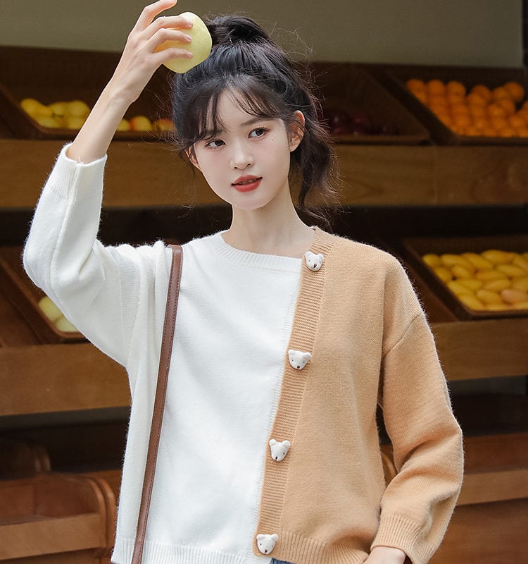 Fashion Soft Girl Contrast Sweater autumn kawaii