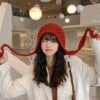 Kawaii Hand-knitted Long Lace Soft Girl Knitted Hat Hand-knitted kawaii